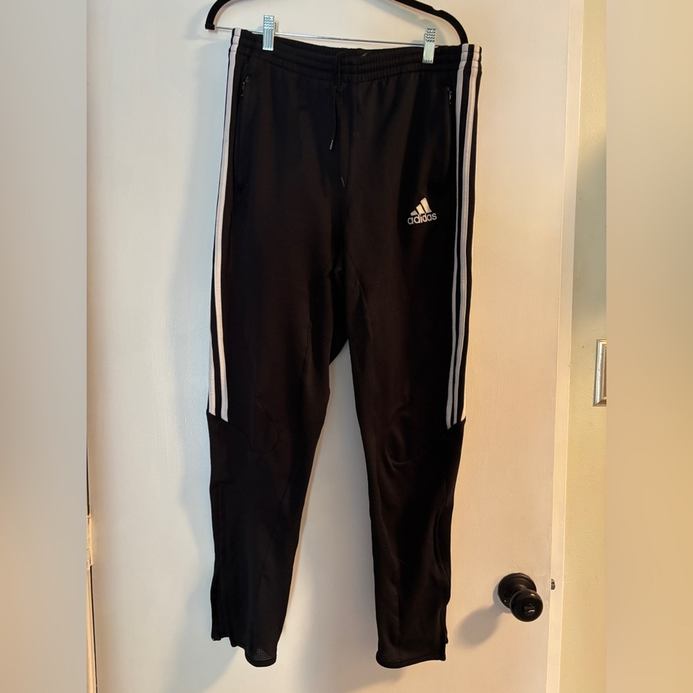 adidas Black Joggers with White Side Stripes